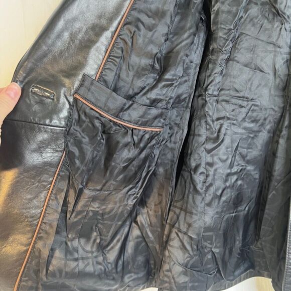 Cole Haan Black Lamb Skin Leather Jacket One Button Blazer Style Size Large - Picture 7 of 11